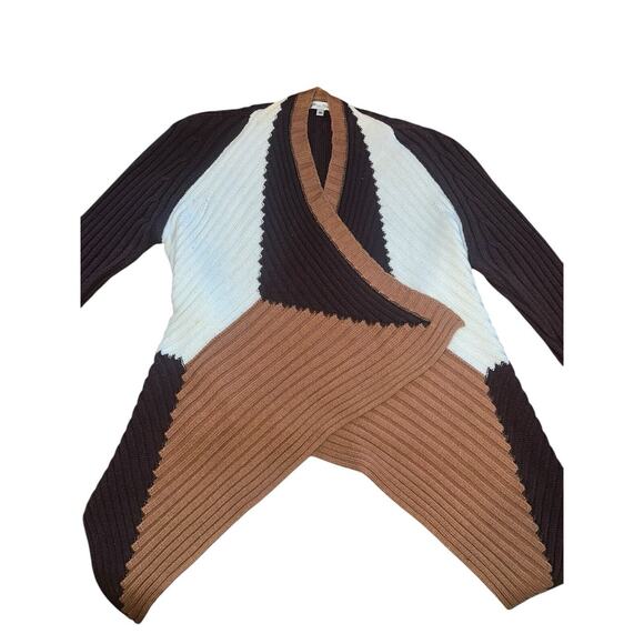 Mona Leah Couture Sweater Asymmetrical Cardigan M Chunky Waterfall - Picture 1 of 5